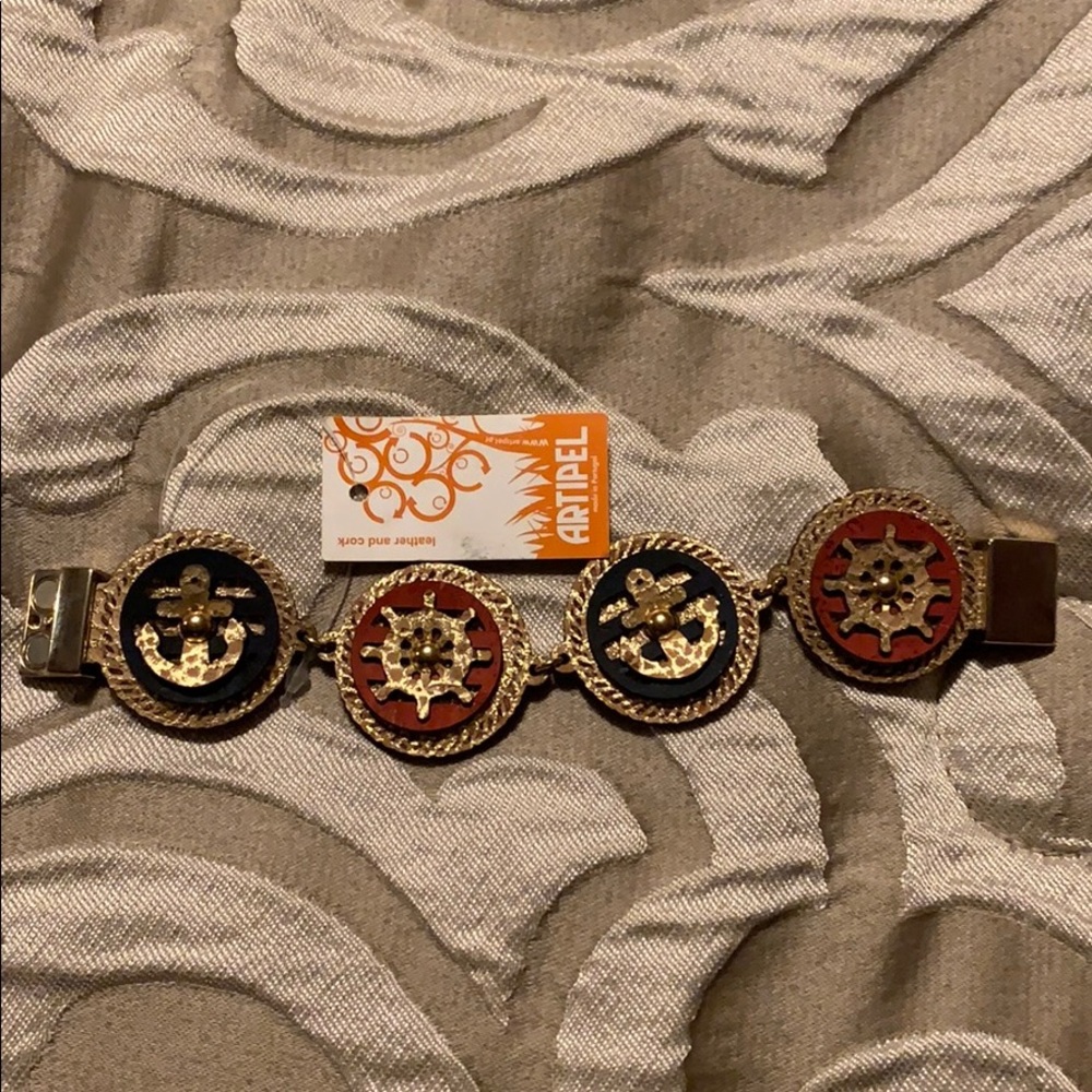 Genuine leather and  Cork Bracelet